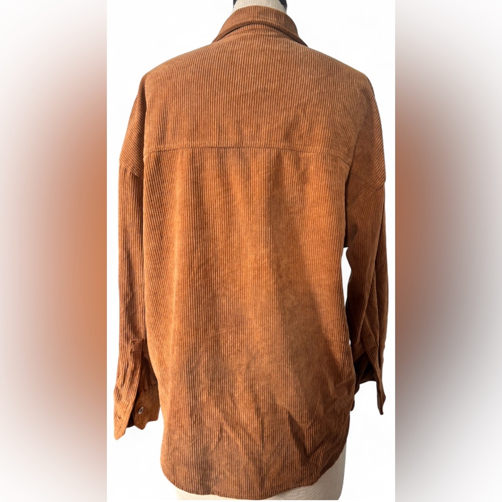 Brown Corduroy Long Sleeve Button-Up Shirt Size Small - Picture 2 of 3